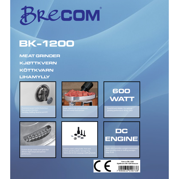 Brecom KJØTTKVERN BK-1200. - Bilde 2